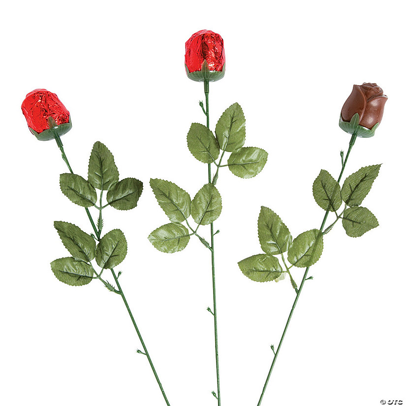 Red Foil-Wrapped Chocolate Candy Roses - 12 Pc. Image