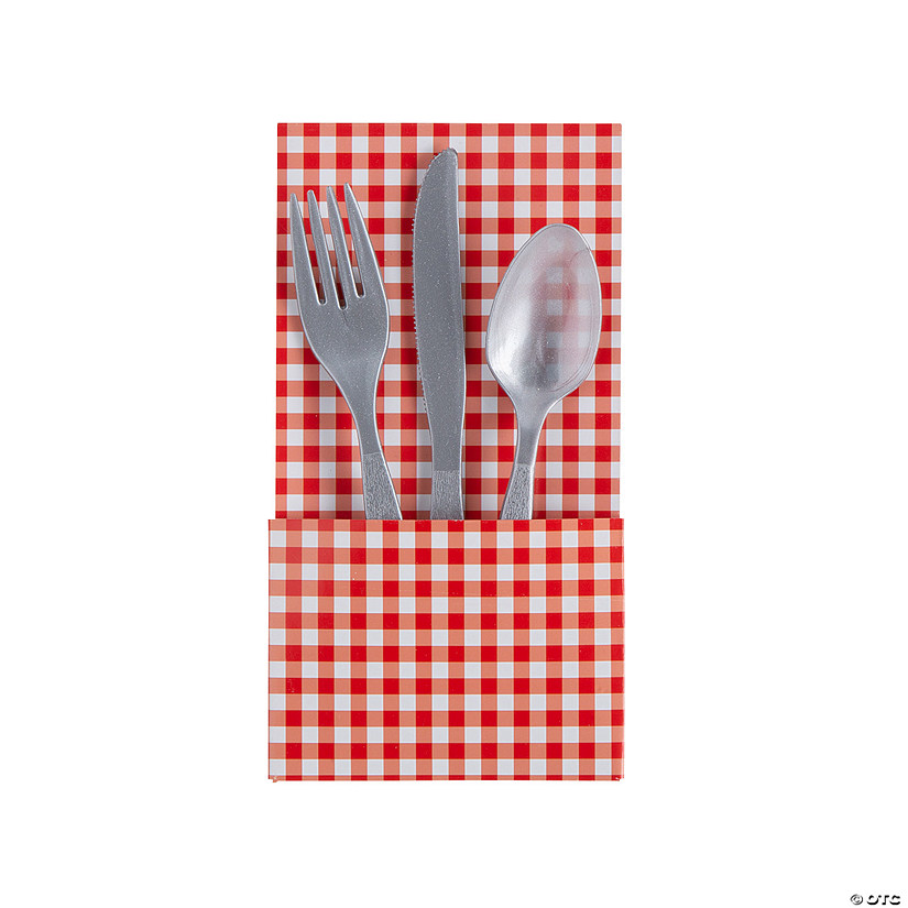 Red Gingham Cutlery Holders - 12 Pc. Image