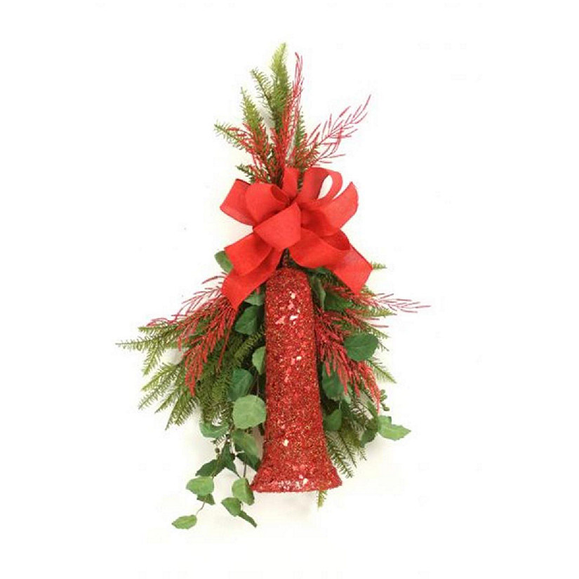 Red Glittered Bell with Fir & Elm Branches Image