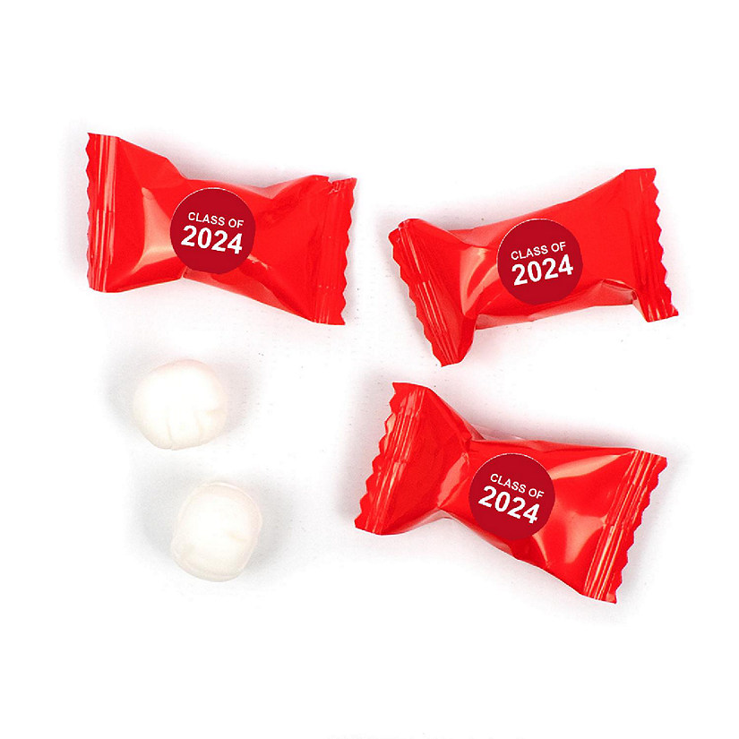 Red Graduation Candy Mints Party Favors Individually Wrapped Buttermints Class of 2024 - 55 Pcs Image