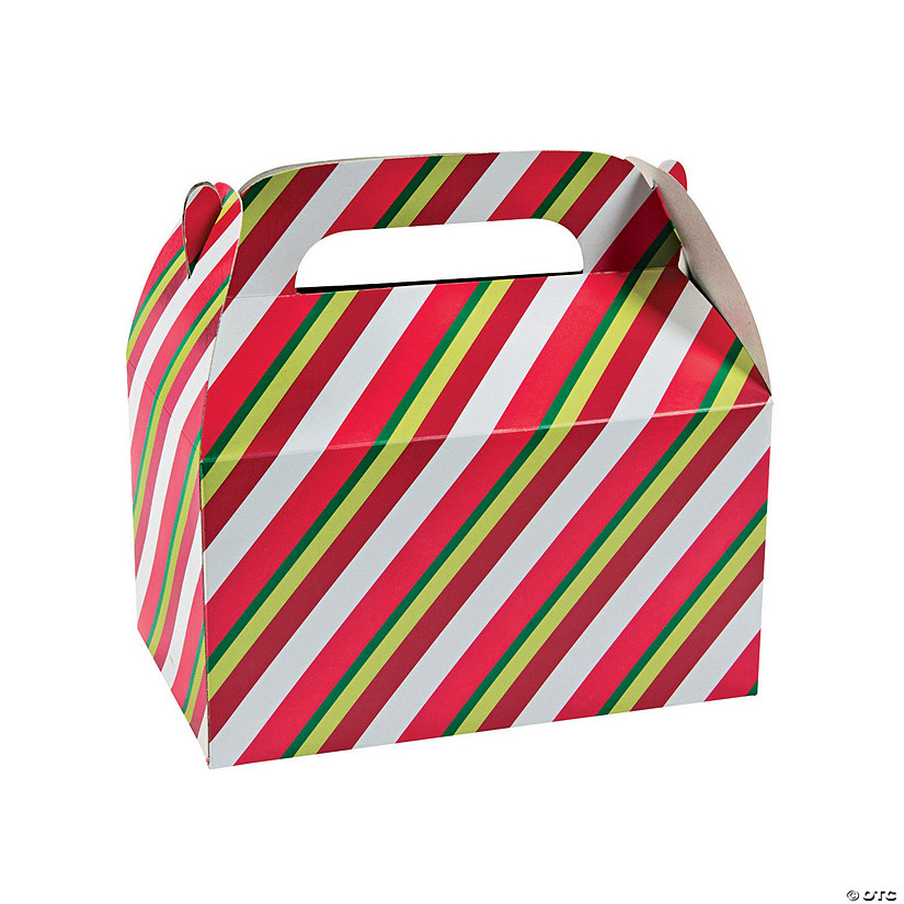 Red, Green & White Stripe Treat Boxes - 12 Pc. Image