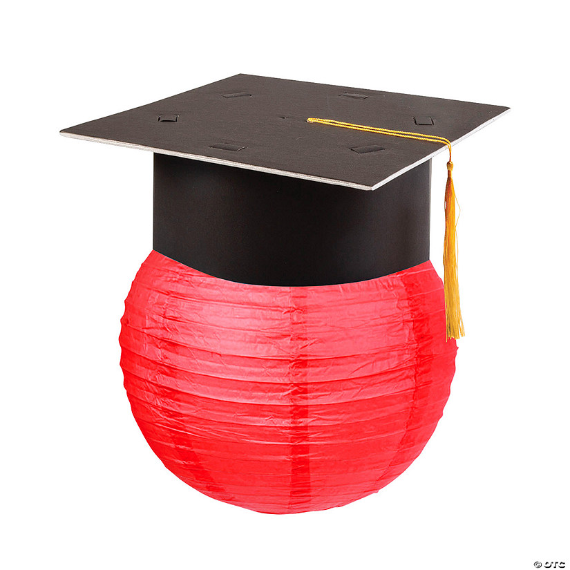 Red Hanging Paper Lantern with Graduation Cap Decorating Kit - 12 Pc. Image