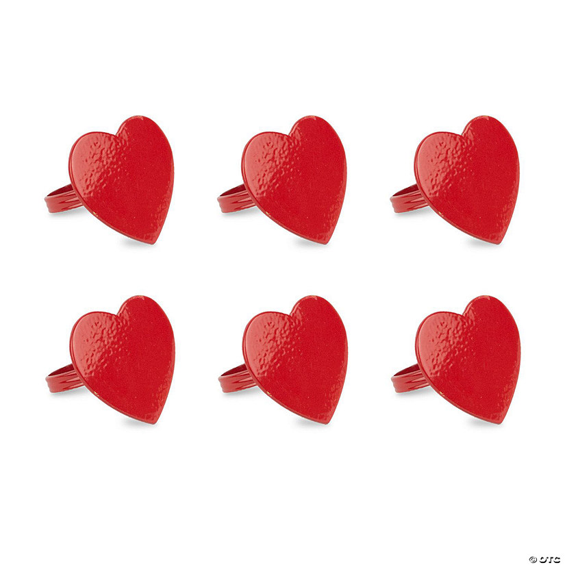 Red Heart Napkin Ring (Set Of 6) Image