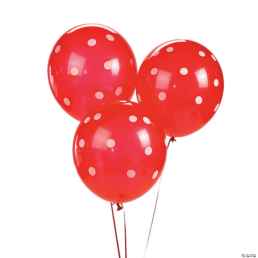 Red Polka Dot 11" Latex Balloons Image