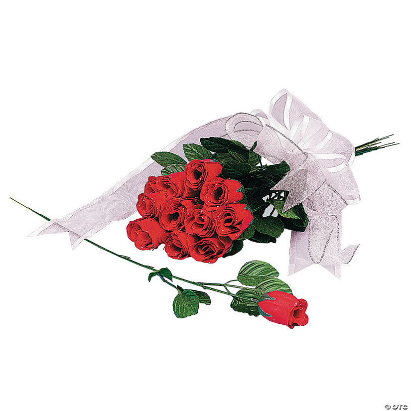 Red Rosebuds with Dew Drops - 12 Pc. Image