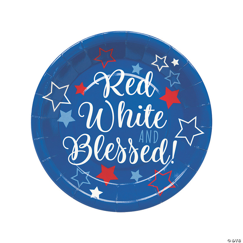 Red, White & Blessed 4th of July Party Paper Dinner Plates - 8 Ct. Image