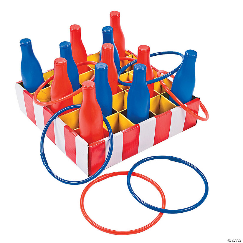 Red, White & Blue Carnival Bottle Ring Toss Game - 25 Pc. Image