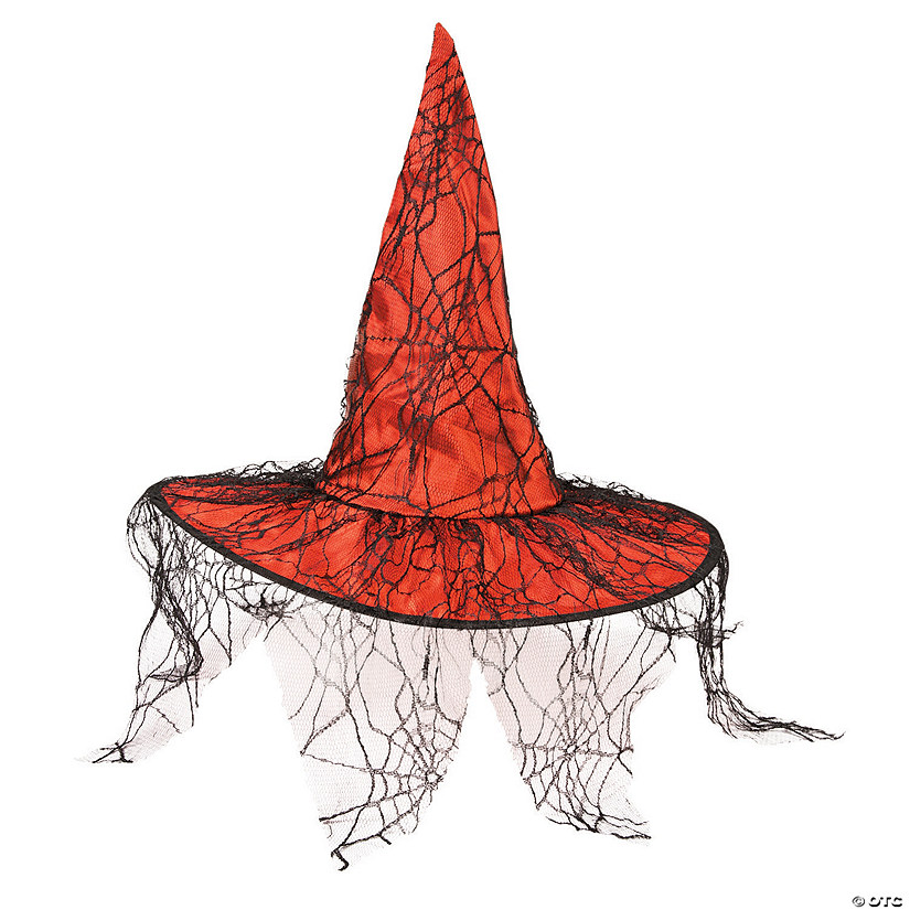 Red Witch Hat with Black Spider Netting Image