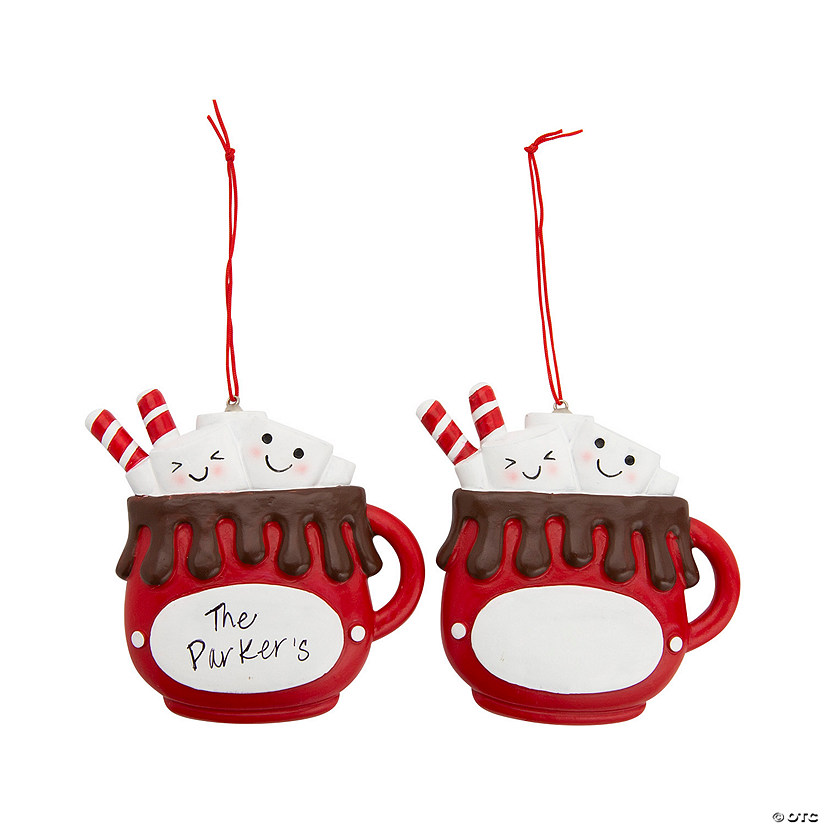 Red Write-A-Name Hot Cocoa Resin Ornaments - 12 Pc.  Image