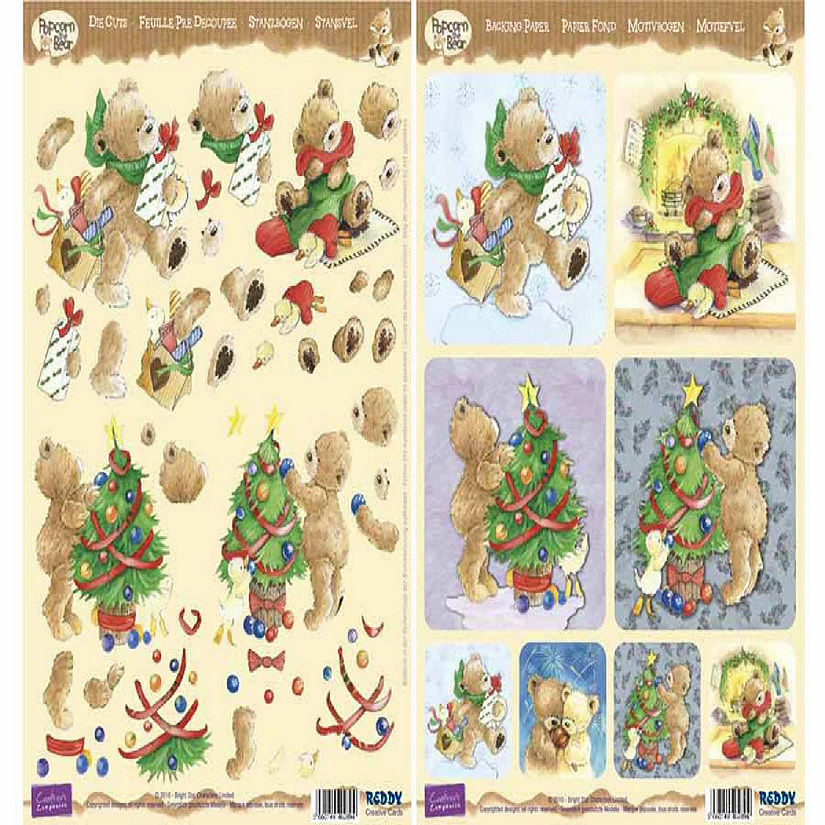 Reddy Creative Cards 3D Precut Popcorn Bears Christmas Tree and Presents Image