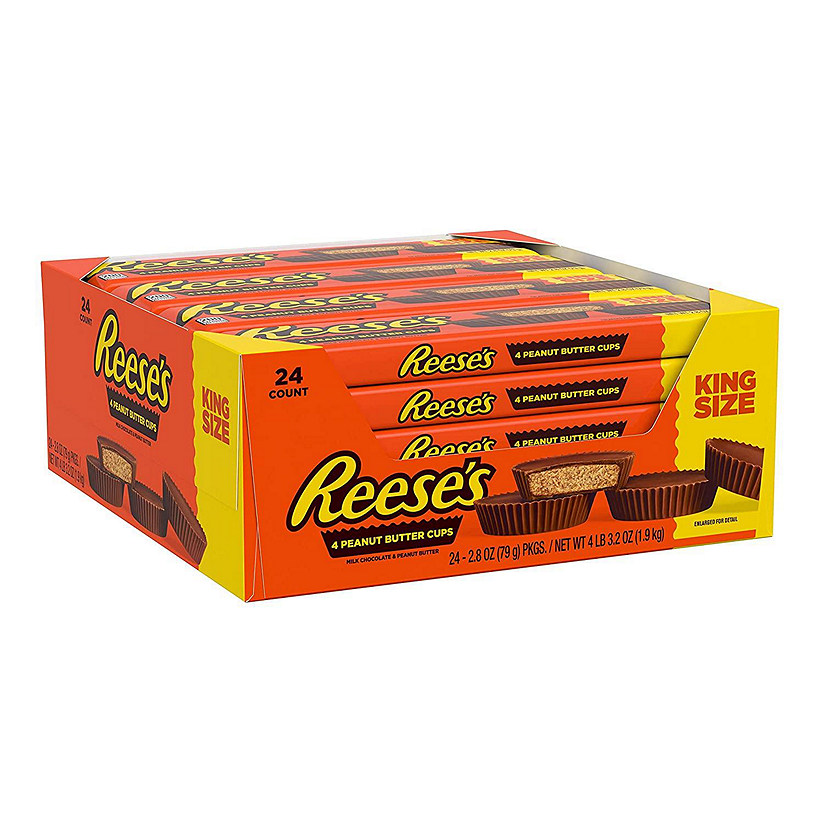 REESE'S Milk Chocolate Peanut Butter King Size Cups Candy, Bulk, 2.8 oz (Case of 24) Image