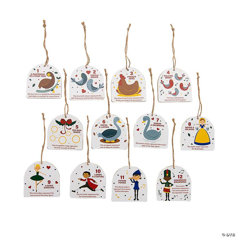 Religious 12 Days of Christmas Wood Ornament Set - 12 Pc. Image
