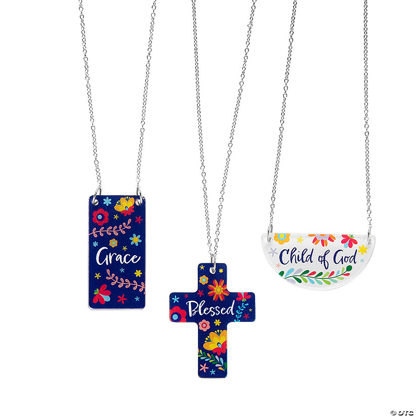 Religious Acrylic Charm Necklaces - 12 Pc. Image