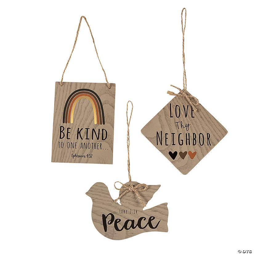 Religious Be Kind Bible Verse Wood Christmas Ornaments - 12 Pc. Image