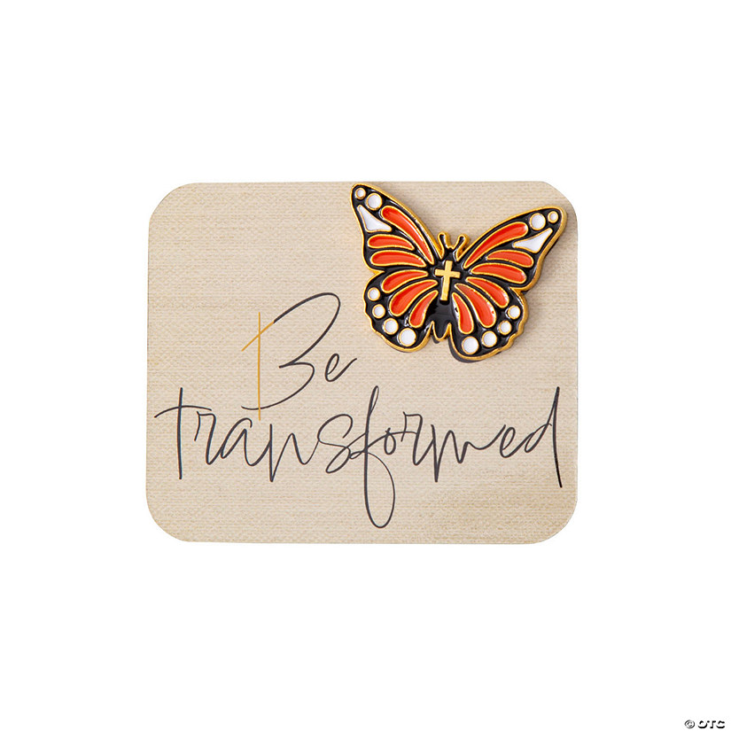 Religious Butterfly Pins with Be Transformed Card - 12 Pc. Image