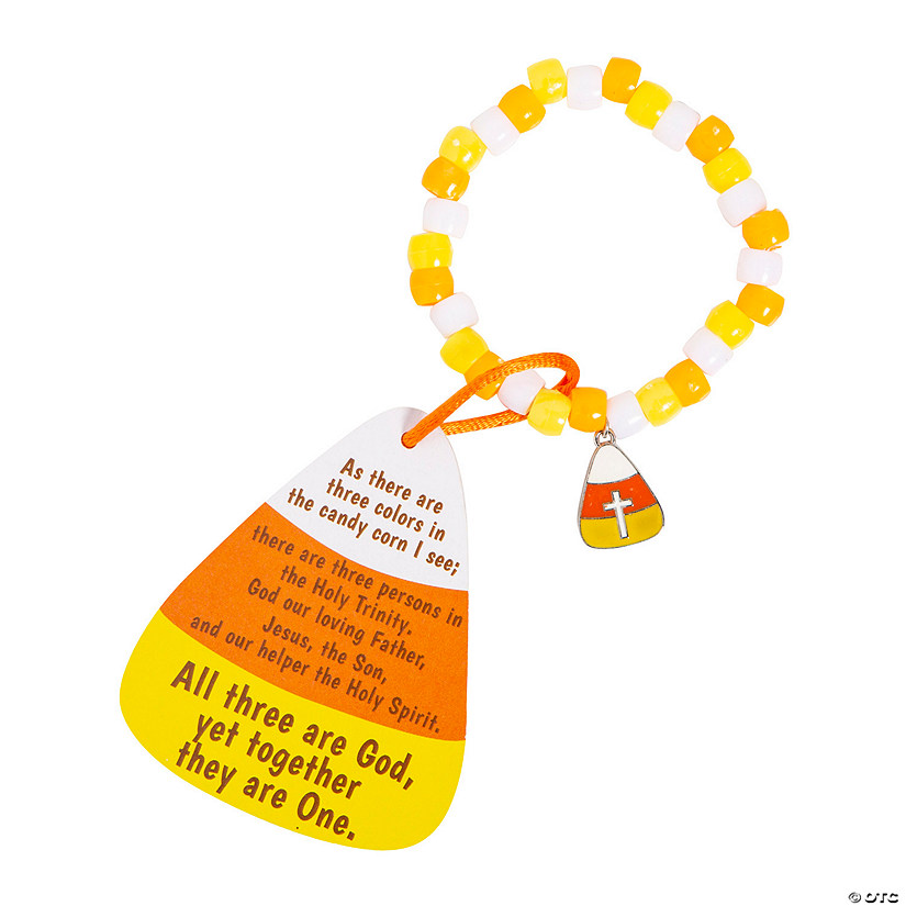 Religious Candy Corn Pony Bead Bracelet Craft Kit - Makes 12 Image