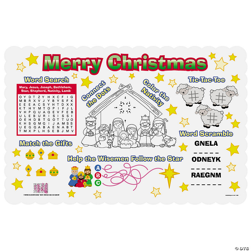 Religious Christmas Nativity Activity Placemats - 12 Pc. Image