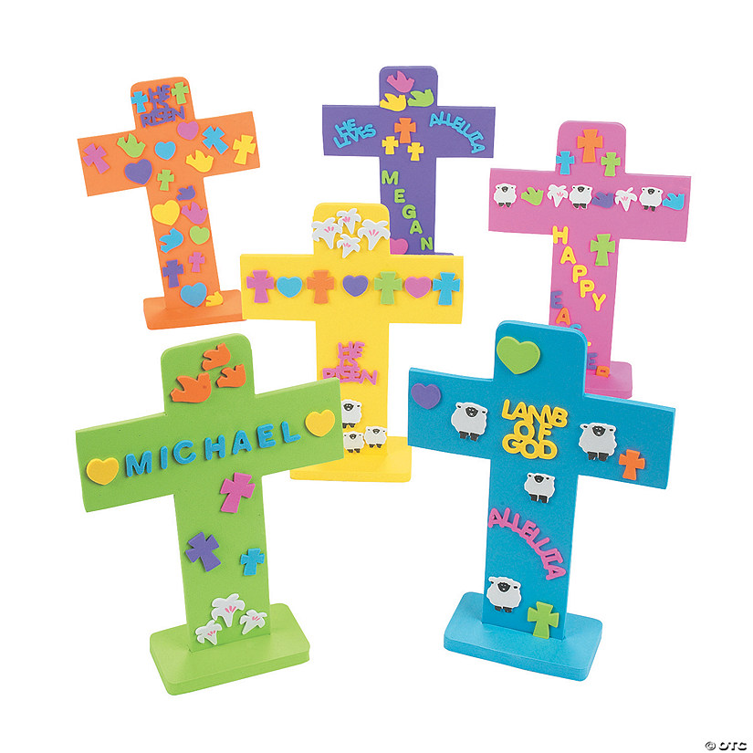 Religious Easter Crosses with Stickers Bible Craft Kit - Makes 24 Image