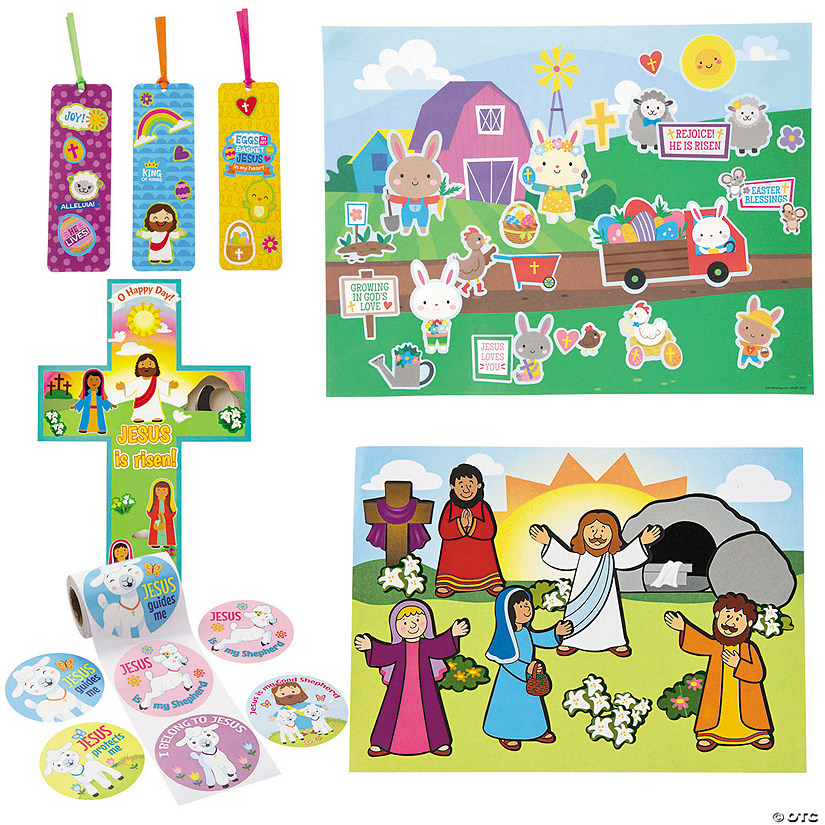Religious Easter Sticker Craft Kit Assortment for 12 - Makes 84 Image