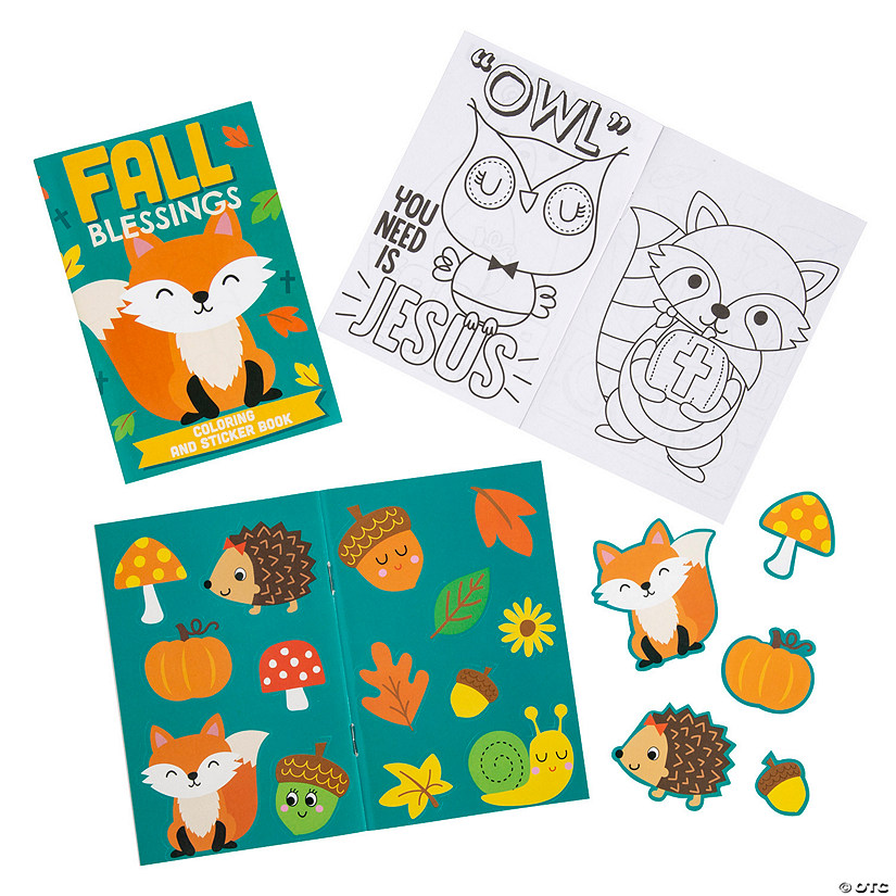 Religious Fall Coloring Books with Stickers Image