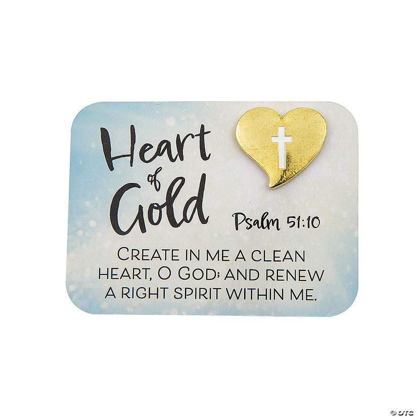 Religious Heart of Gold Pins with Card for 12 Image