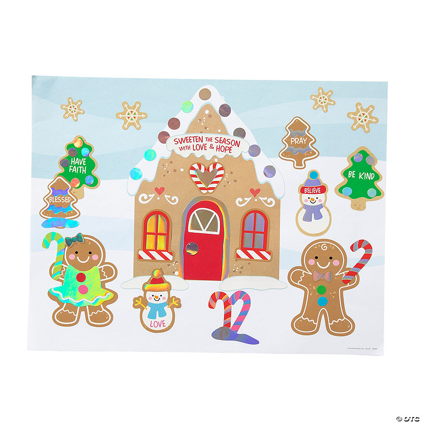 Religious Iridescent Gingerbread House Sticker Scenes - 12 Pc. Image
