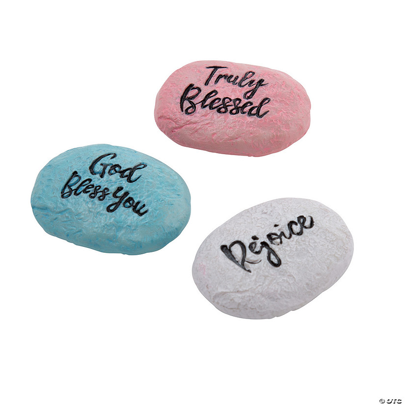 Religious Phrases Worry Stones - 12 Pc. Image