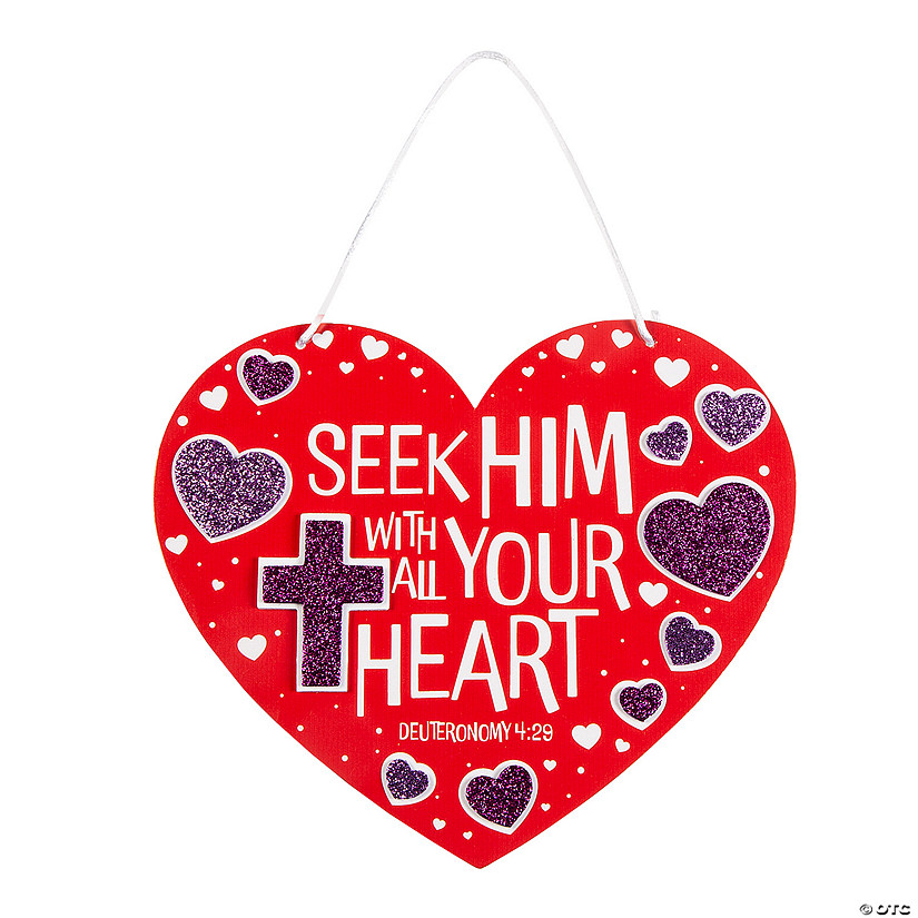 Religious Seek Him Heart Sign Craft Kit - Makes 12 Image