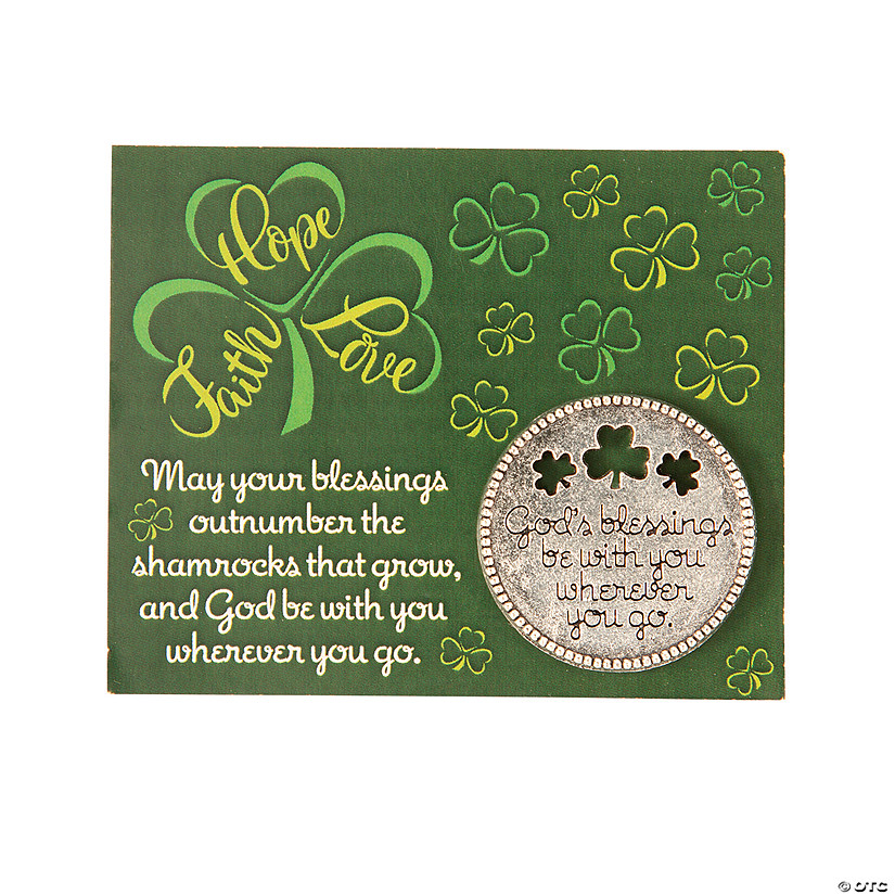 Religious St. Patrick&#8217;s Day God&#8217;s Blessing Pocket Tokens with Card - 12 Pc. Image