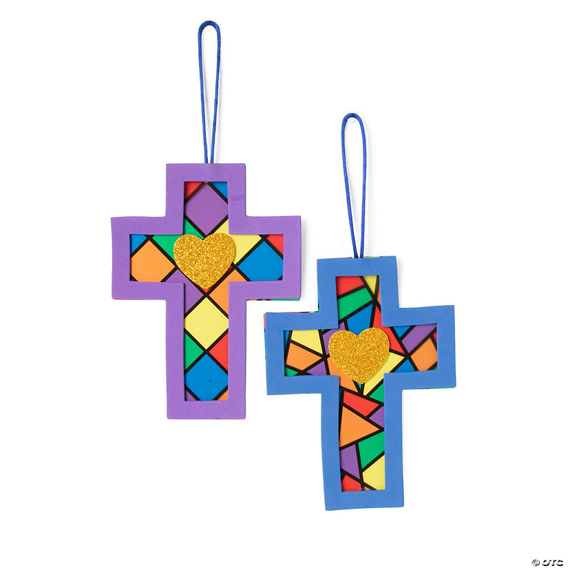 Religious Stained Glass Cross Ornament Craft Kit - Makes 12 Image
