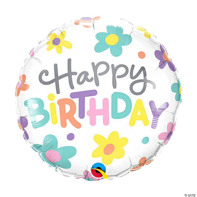 Retro Daisies Birthday 18" Round Mylar Balloon Image