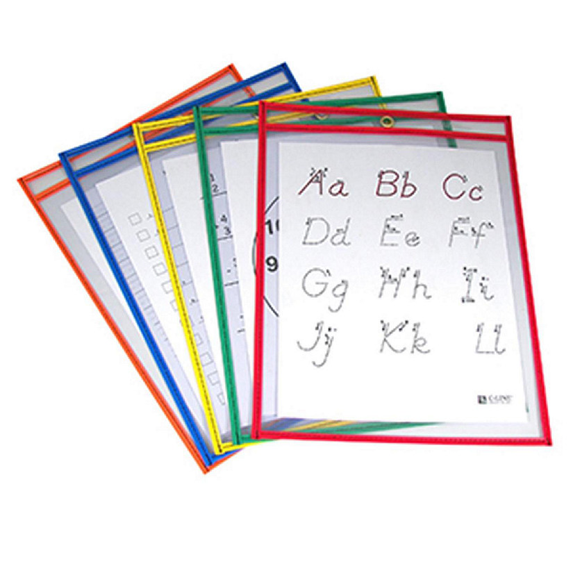 Reusable Dry Erase Pockets 25/Box Assorted Primary 6 X 9 Image