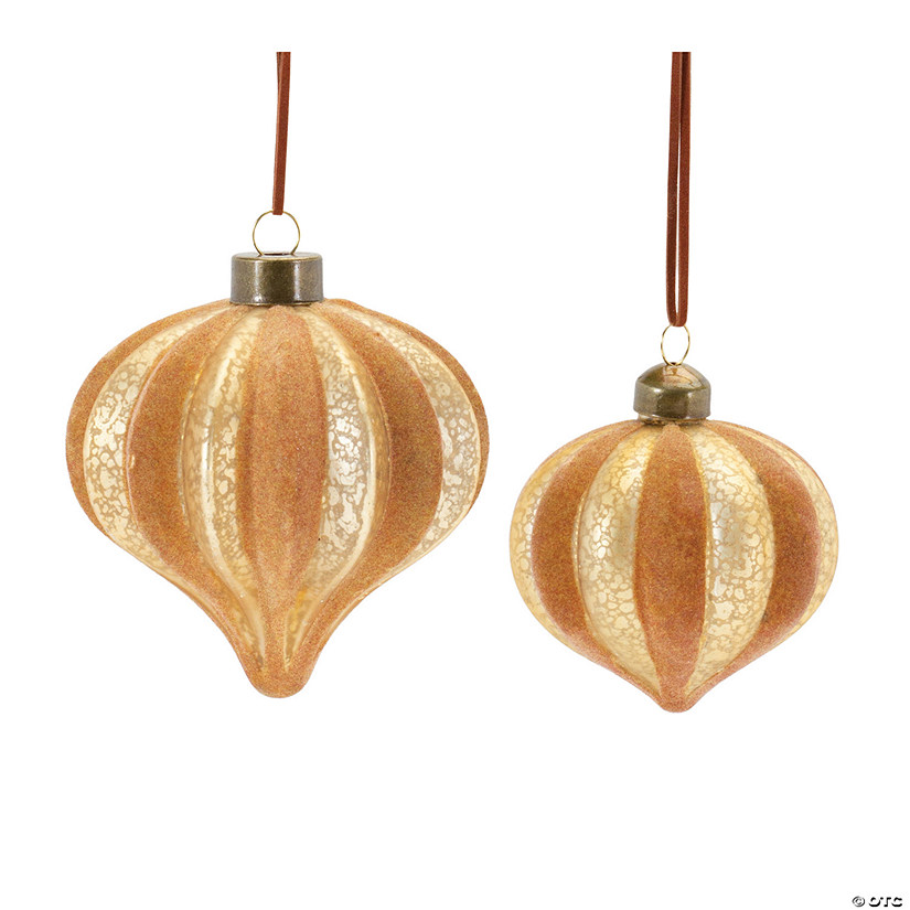 Ribbed Glass Onion Ornament (Set Of 12) 3.25"H, 4.5"H Glass Image