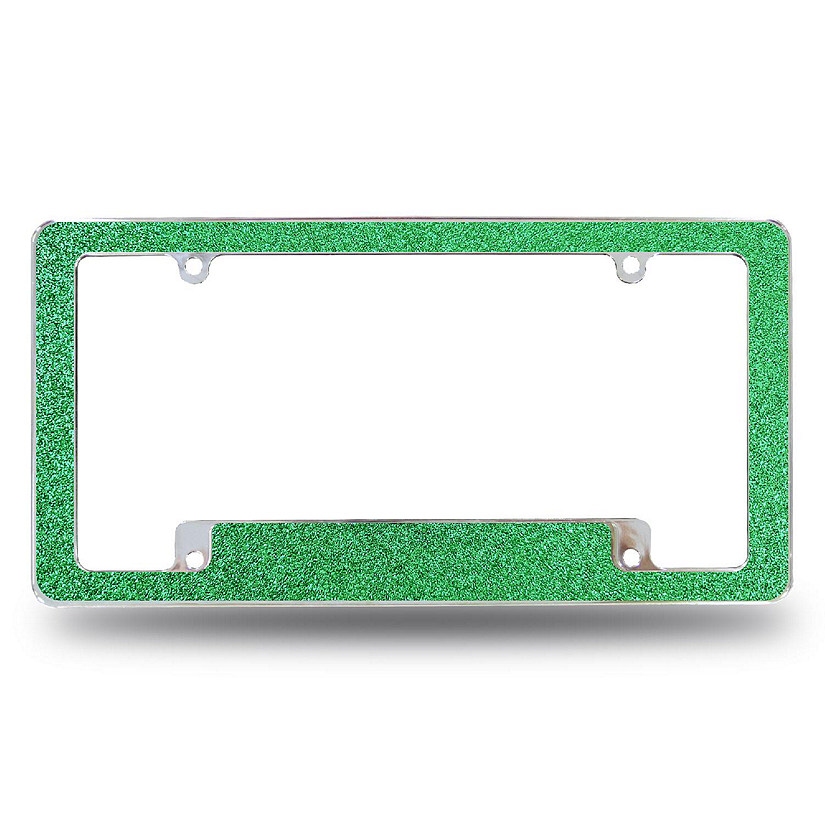 Rico Industries Emerald Green Glitter All Over Automotive License Plate Frame for Car/Truck/SUV (12" x 6") Image