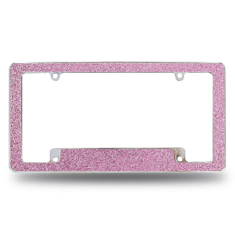 Rico Industries Light Pink Glitter All Over Automotive License Plate Frame for Car/Truck/SUV (12" x 6") Image