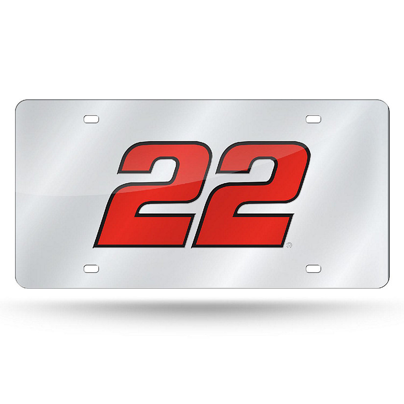 Rico Industries NASCAR Racing Joey Logano #22 12" x 6" Silver Laser Cut Tag For Car/Truck/SUV - Automobile D&#233;cor Image
