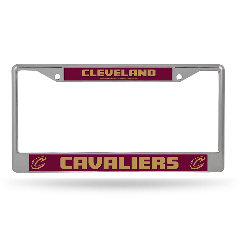 Rico Industries NBA Basketball Cleveland Cavaliers  12" x 6" Chrome Frame With Decal Inserts - Car/Truck/SUV Automobile Accessory Image