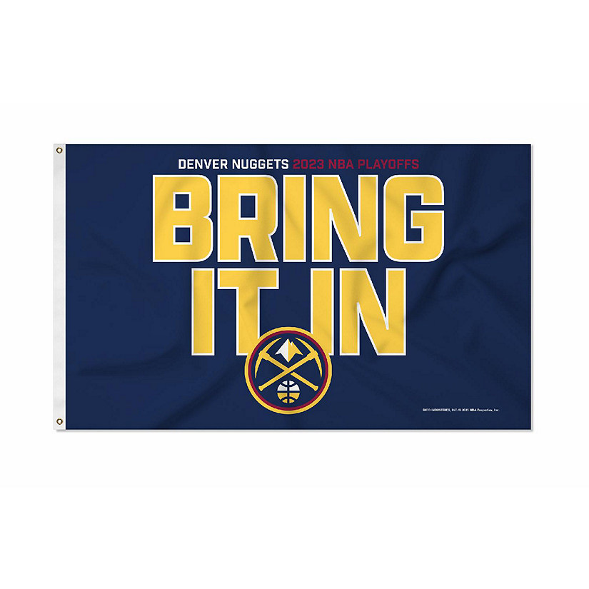 Rico Industries NBA Basketball Denver Nuggets 2023 NBA Playoffs Slogan 3' x 5' Banner Flag Single Sided - Indoor or Outdoor - Home D&#233;cor Image