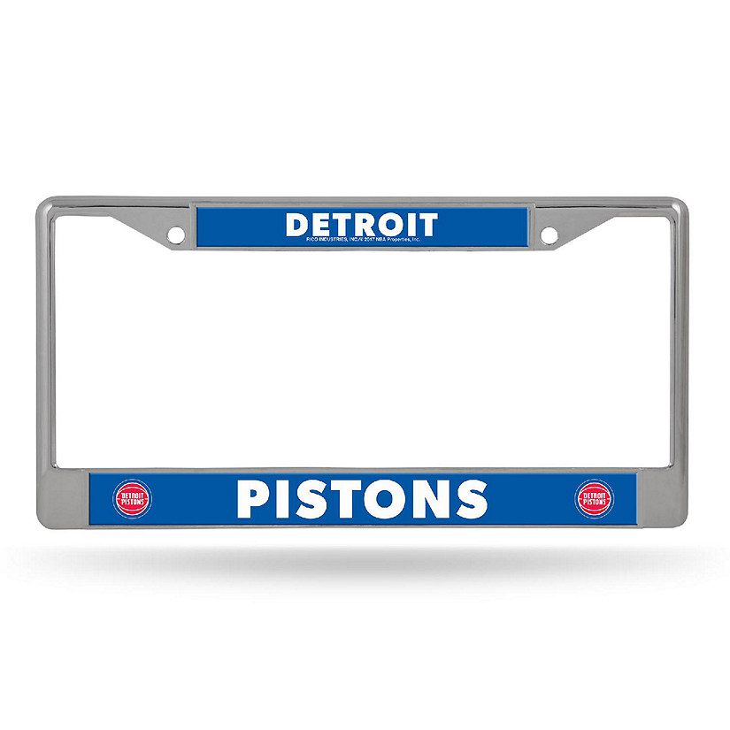 Rico Industries NBA Basketball Detroit Pistons  12" x 6" Chrome Frame With Decal Inserts - Car/Truck/SUV Automobile Accessory Image
