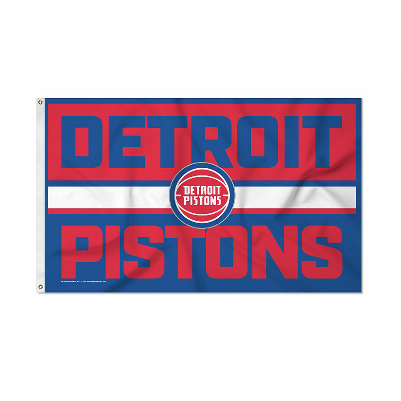 Rico Industries NBA Basketball Detroit Pistons Bold 3' x 5' Banner Flag Single Sided - Indoor or Outdoor - Home D&#233;cor Image