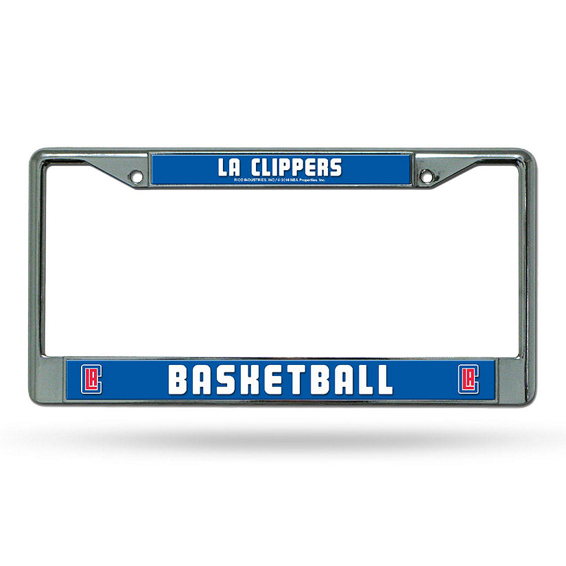 Rico Industries NBA Basketball Los Angeles Clippers  12" x 6" Chrome Frame With Decal Inserts - Car/Truck/SUV Automobile Accessory Image