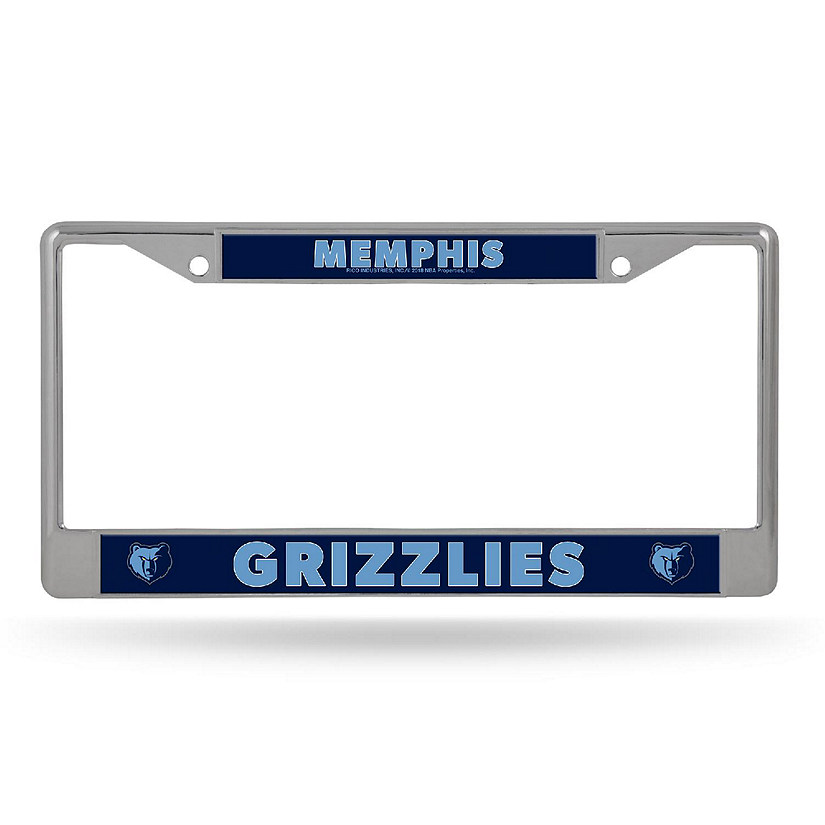 Rico Industries NBA Basketball Memphis Grizzlies  12" x 6" Chrome Frame With Decal Inserts - Car/Truck/SUV Automobile Accessory Image