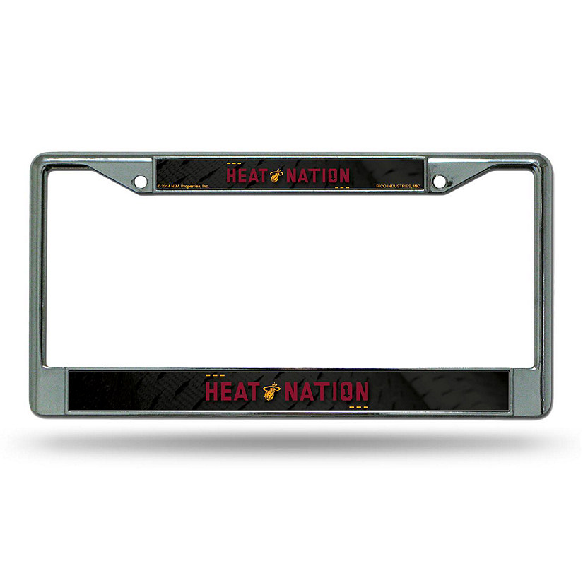 Rico Industries NBA Basketball Miami Heat  12" x 6" Chrome Frame With Decal Inserts - Car/Truck/SUV Automobile Accessory Image