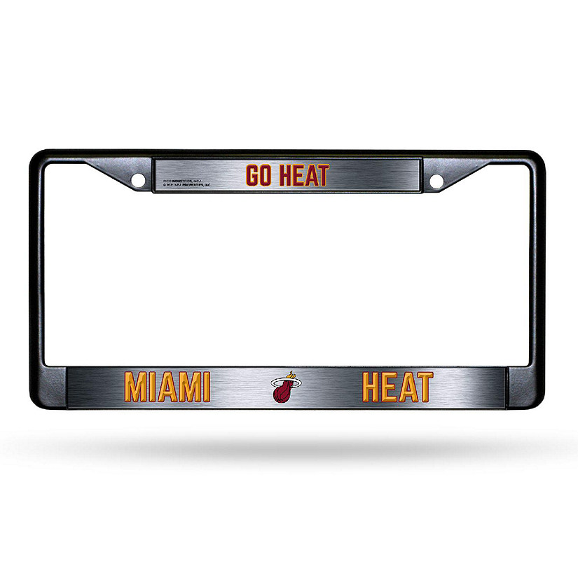 Rico Industries NBA Basketball Miami Heat Black Game Day Black Chrome Frame with Printed Inserts 12" x 6" Car/Truck Auto Accessory Image