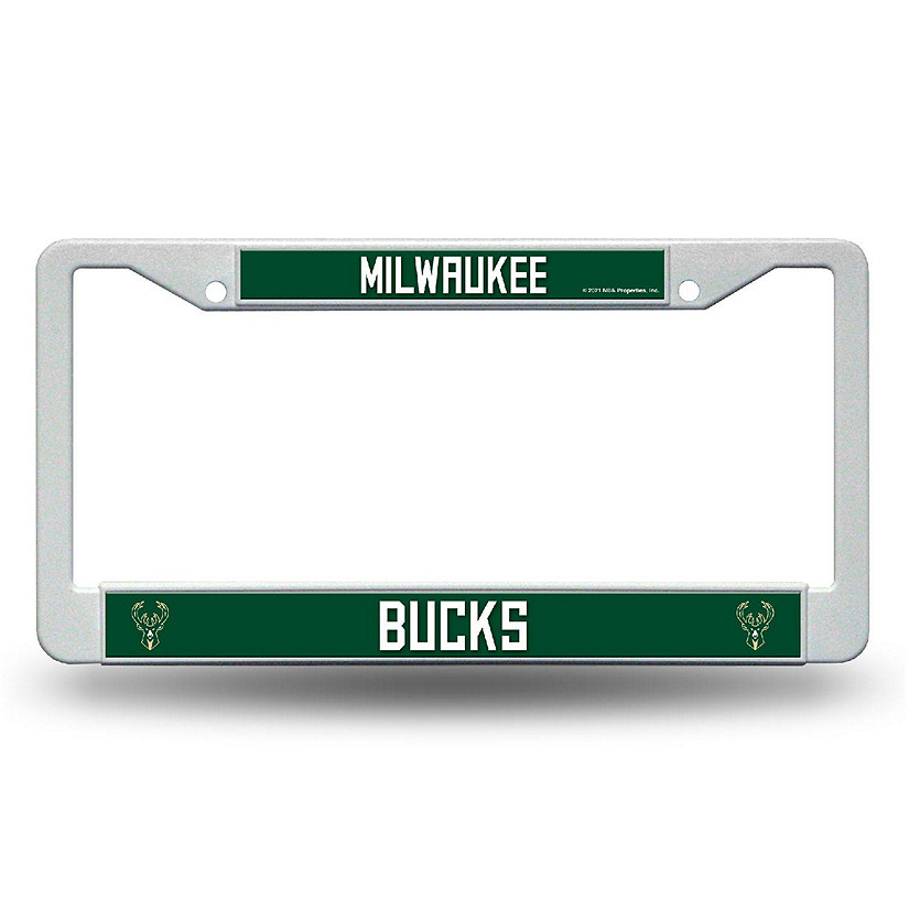 Rico Industries NBA Basketball Milwaukee Bucks  12" x 6" Plastic Car Frame Image