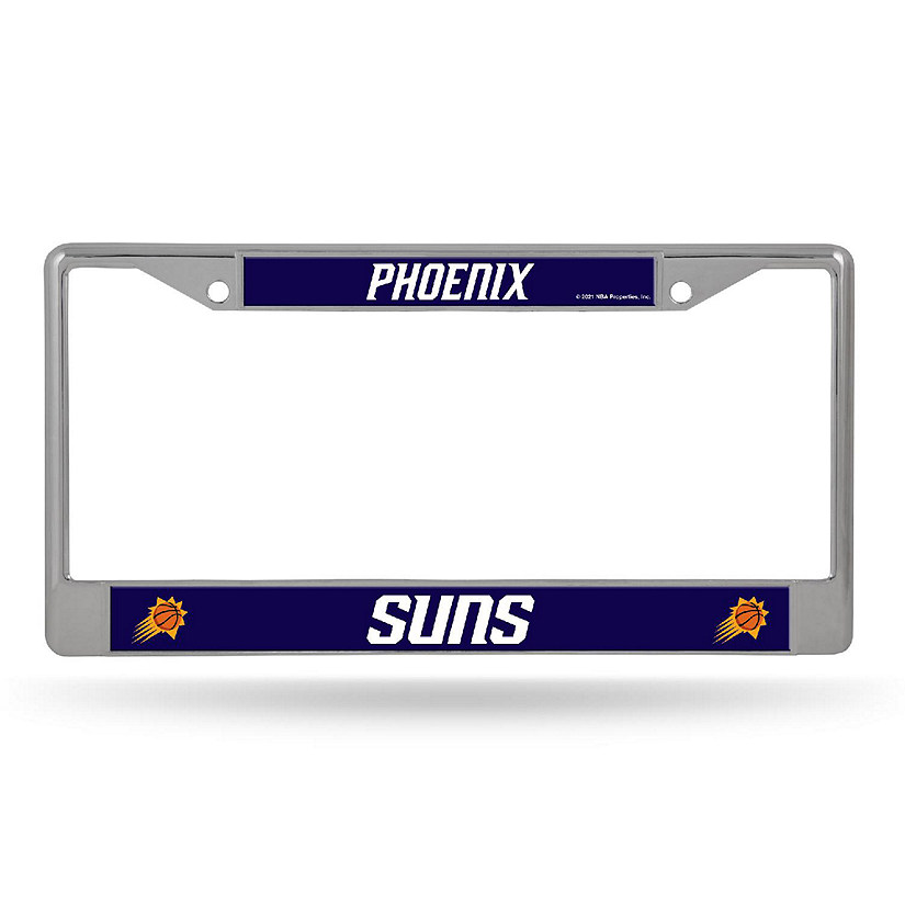 Rico Industries NBA Basketball Phoenix Suns  12" x 6" Chrome Frame With Decal Inserts - Car/Truck/SUV Automobile Accessory Image
