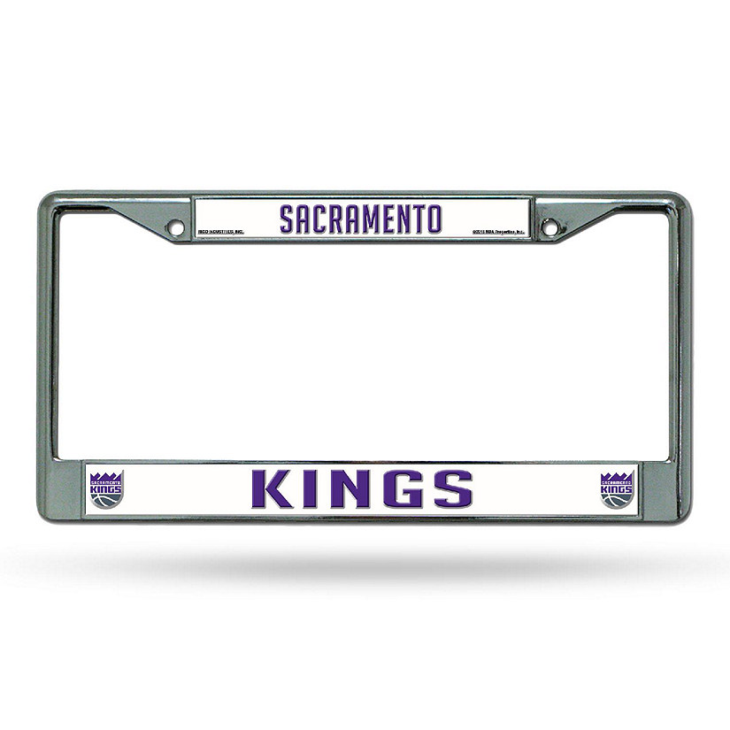 Rico Industries NBA Basketball Sacramento Kings Premium 12" x 6" Chrome Frame With Plastic Inserts - Car/Truck/SUV Automobile Accessory Image