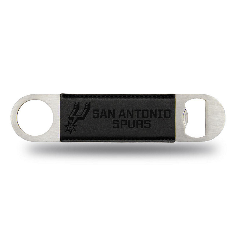 Rico Industries NBA Basketball San Antonio Spurs Black Faux Leather Laser Engraved Bar Blade - Great Beverage Accessory for Game Day Image