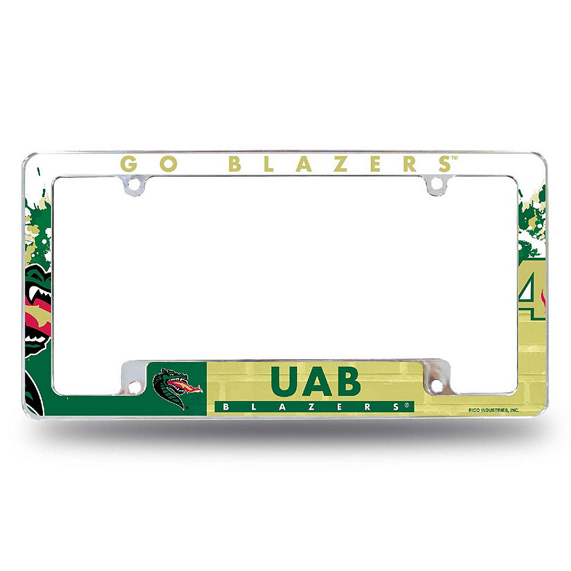 Rico Industries NCAA  Alabama-Birmingham Blazers - UAB Primary 12" x 6" Chrome All Over Automotive License Plate Frame for Car/Truck/SUV Image