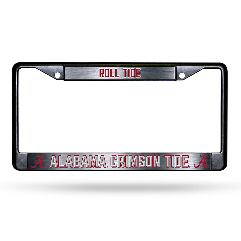 Rico Industries NCAA  Alabama Crimson Tide Game Day Black Chrome Frame with Printed Inserts 12" x 6" Car/Truck Auto Accessory Image